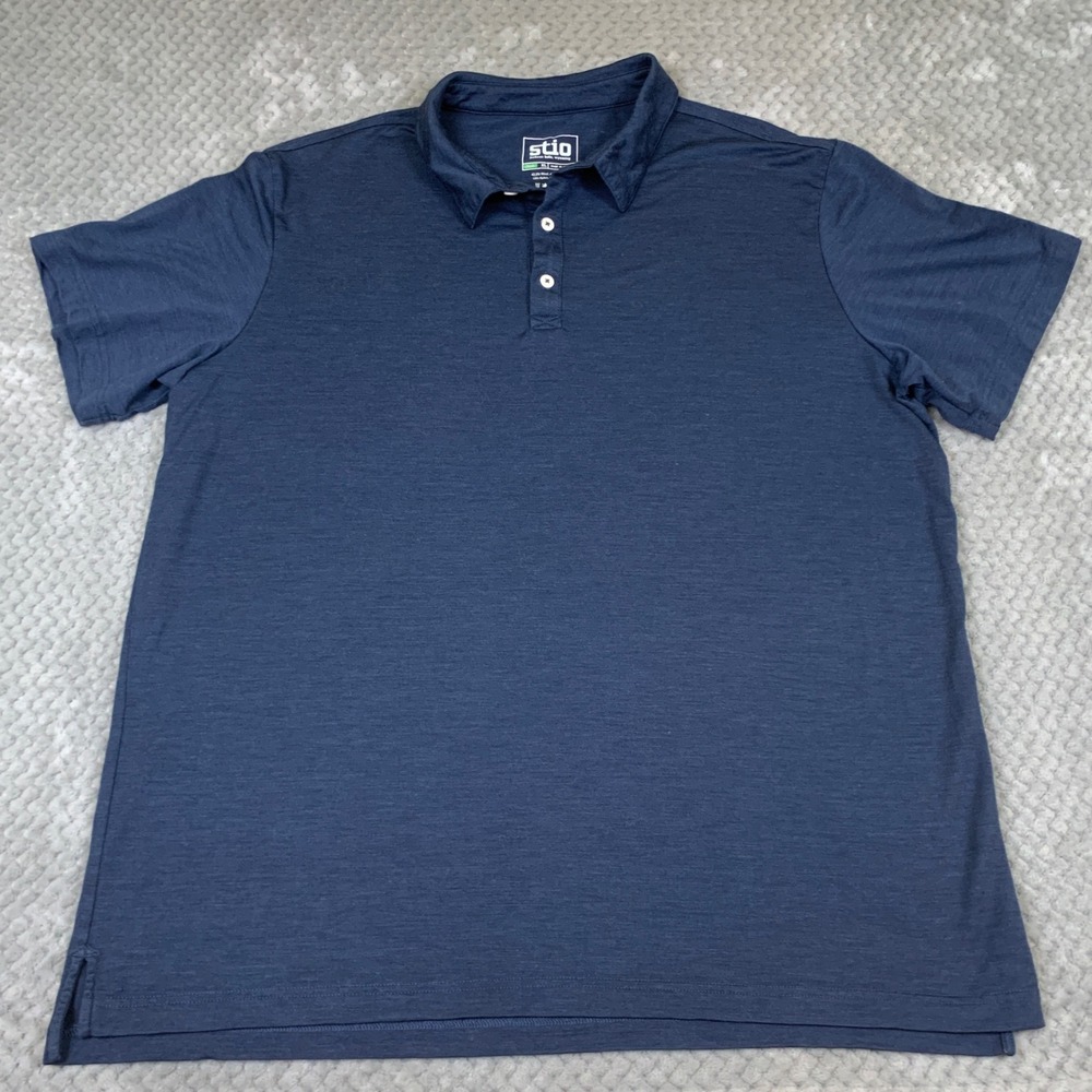 Stio Divide Polo Shirt Mens XL Navy Blue Wool Tencel Blend SS23ABM101